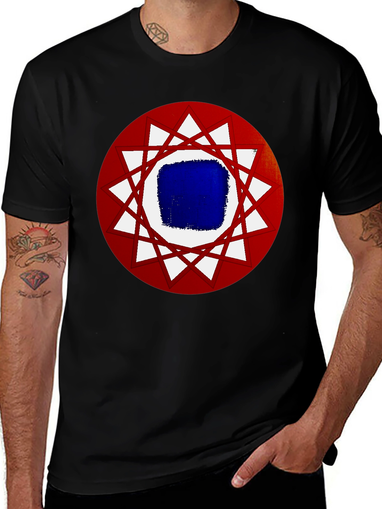 Geometric Graphic Tee - Black