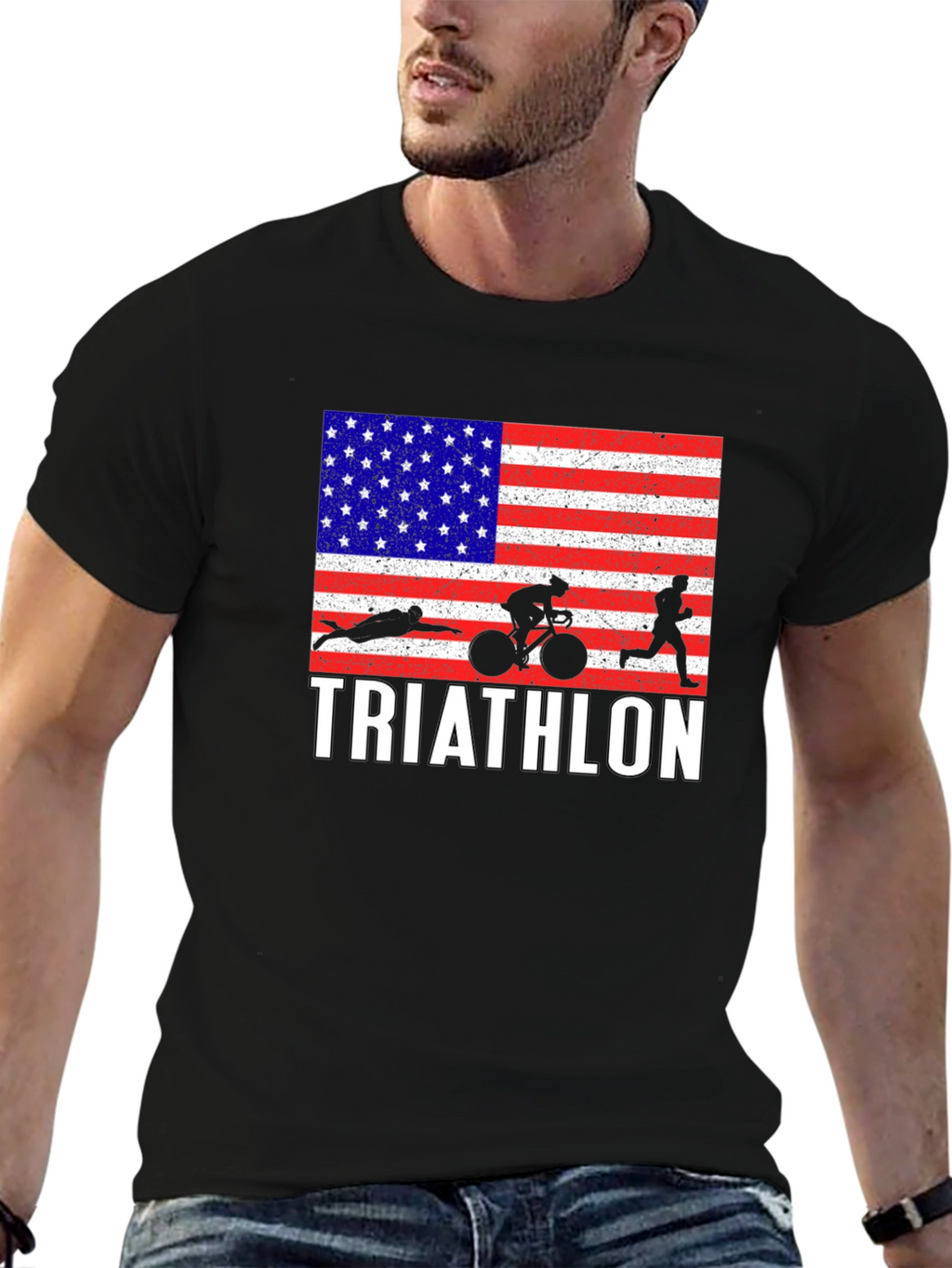 Triathlon USA Flag T-Shirt