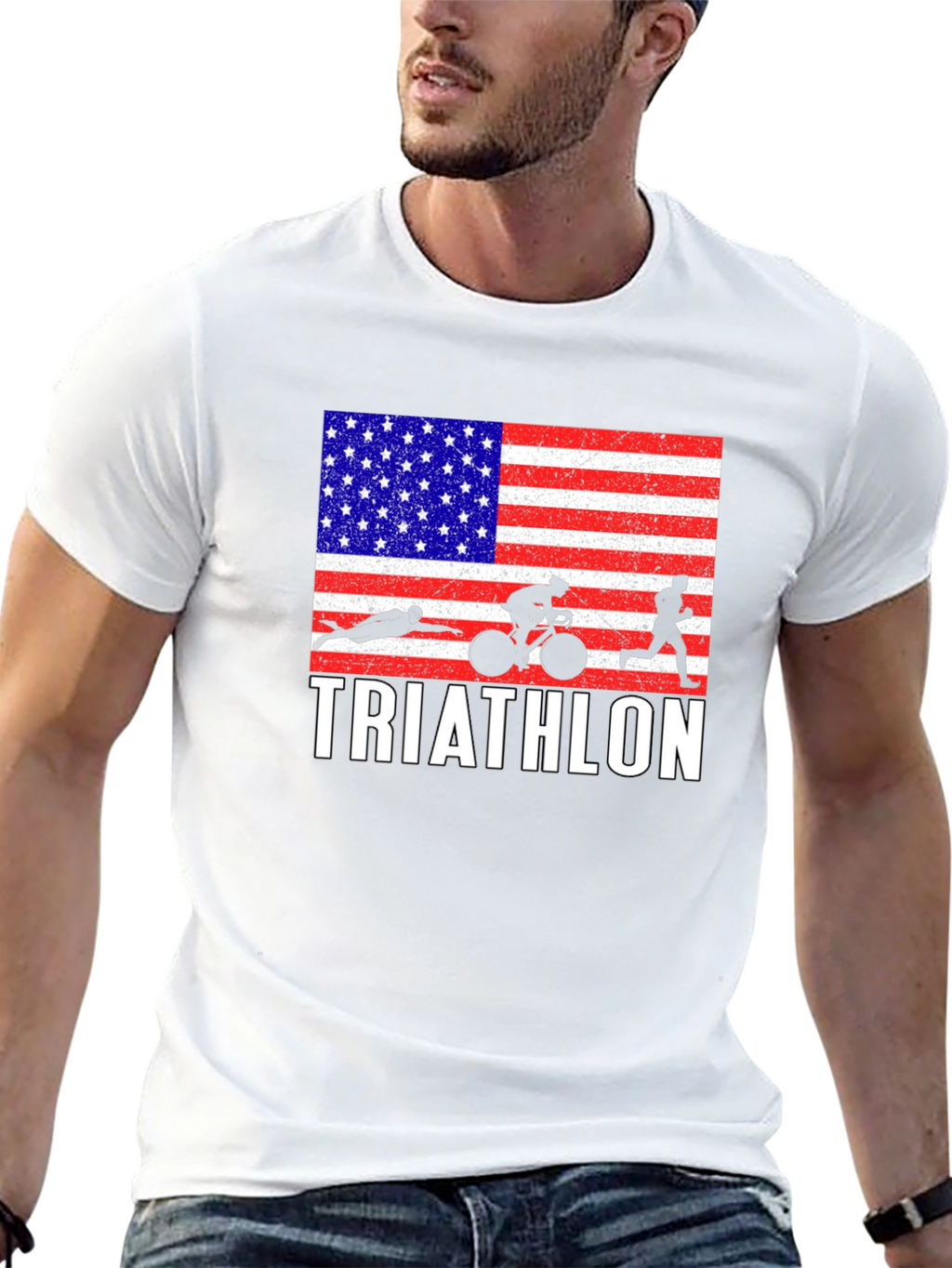 Triathlon USA Flag T-Shirt