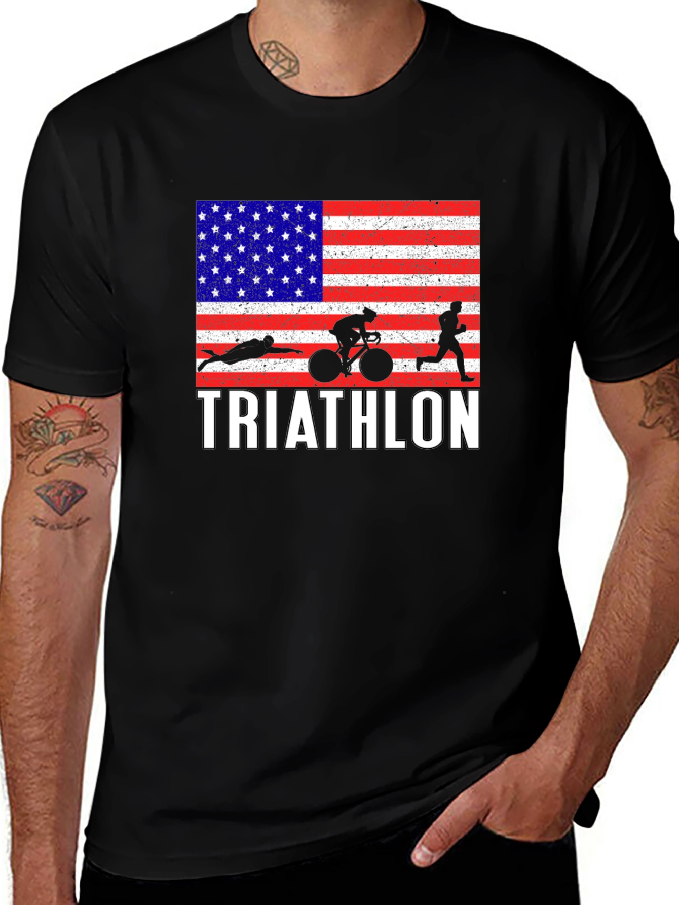 Triathlon USA Flag T-Shirt