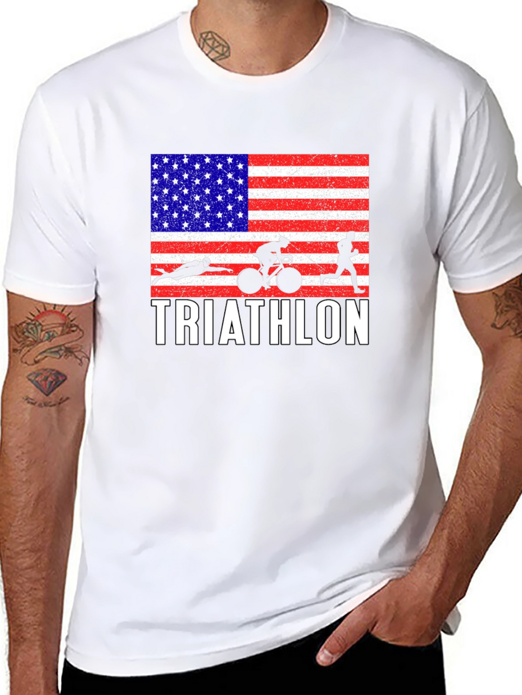 Triathlon USA Flag T-Shirt