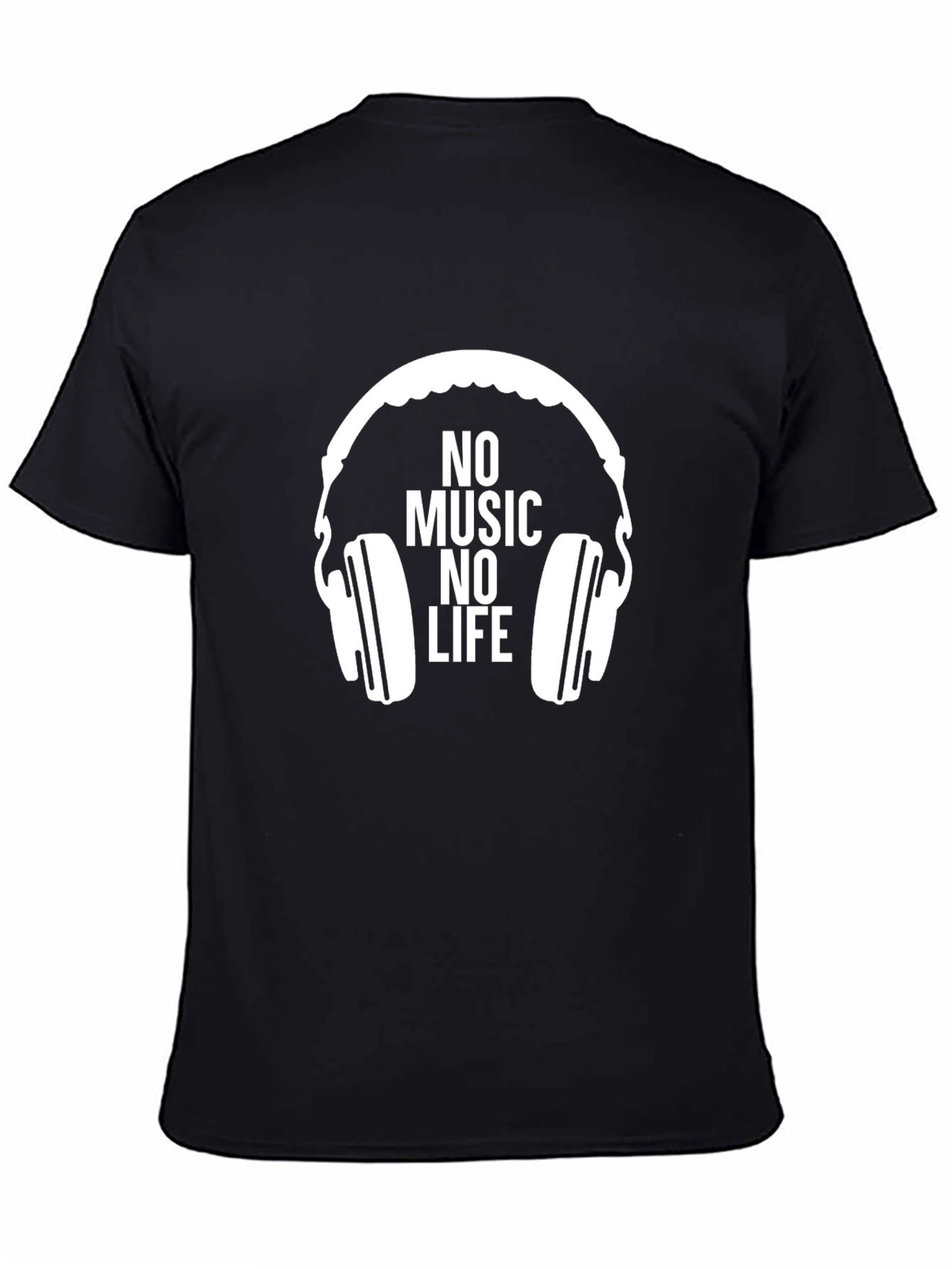No Music No Life Graphic Tee - Stylish Black Cotton T-Shirt
