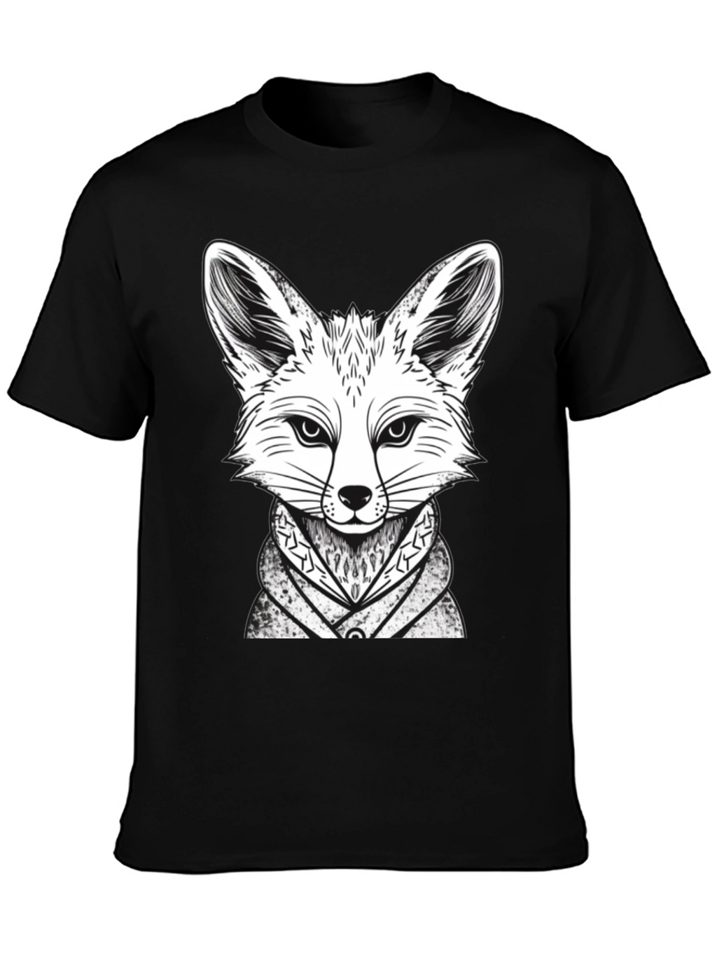 Fox Graphic Tee - Stylish Animal Design Black T-Shirt