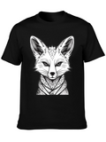 Fox Graphic Tee - Stylish Animal Design Black T-Shirt