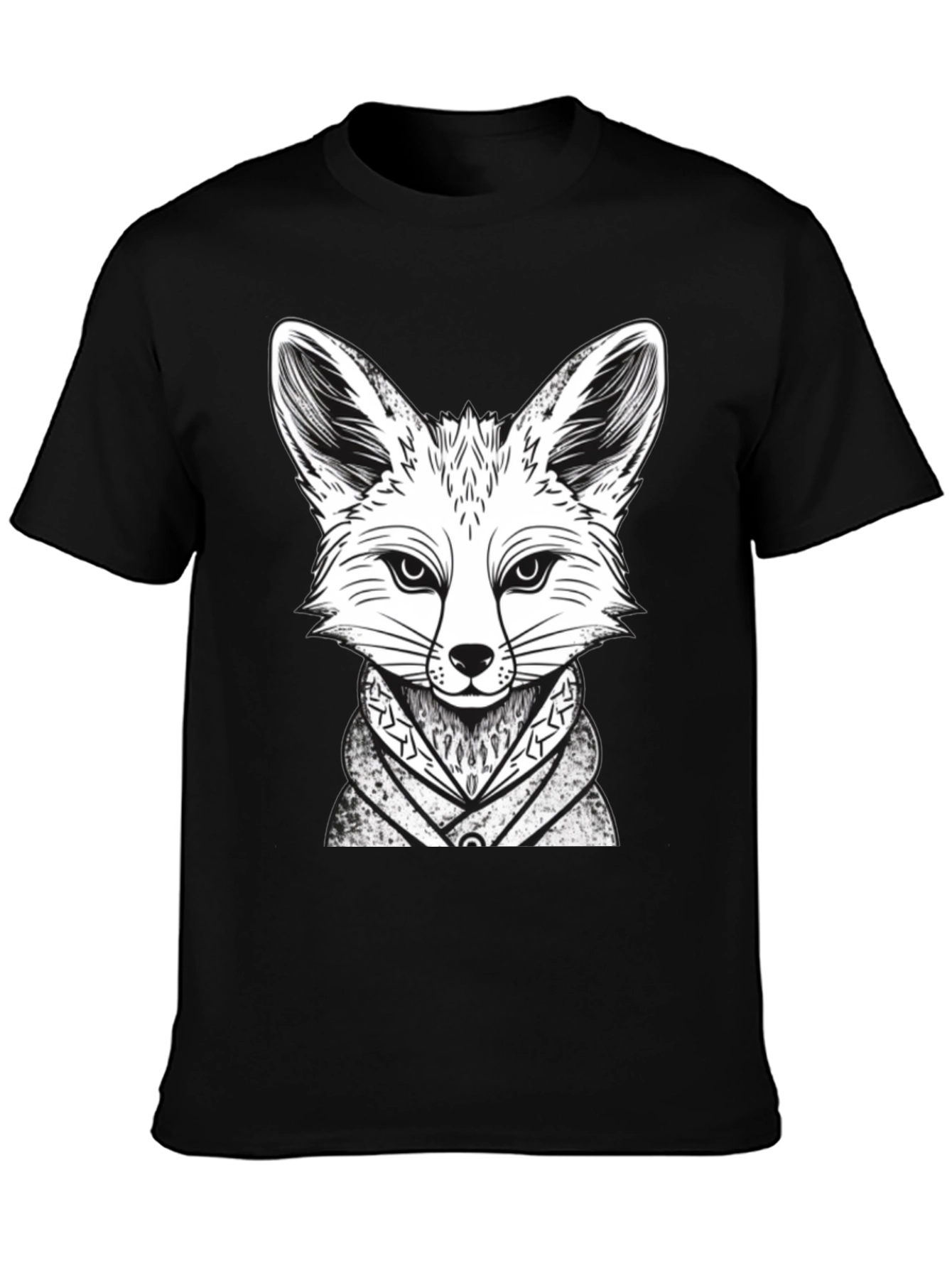 Fox Graphic Tee - Stylish Animal Design Black T-Shirt