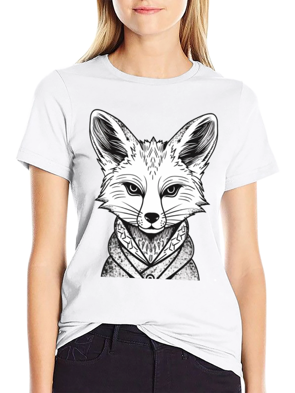 Fox Graphic Tee - Stylish Animal Design Black T-Shirt