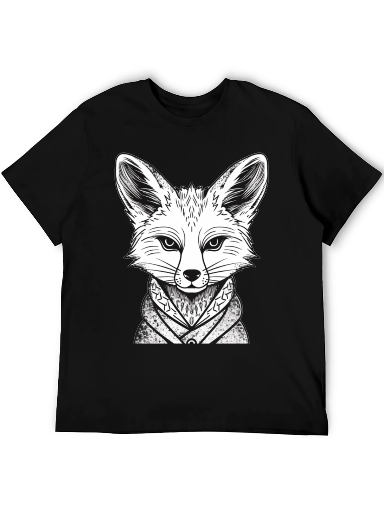 Fox Graphic Tee - Stylish Animal Design Black T-Shirt