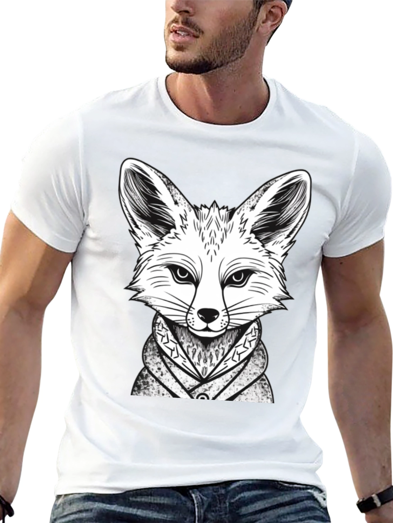 Fox Graphic Tee - Stylish Animal Design Black T-Shirt
