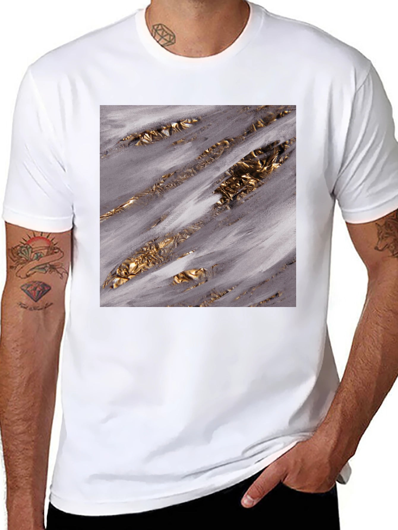 Abstract Gold Streak Graphic Tee