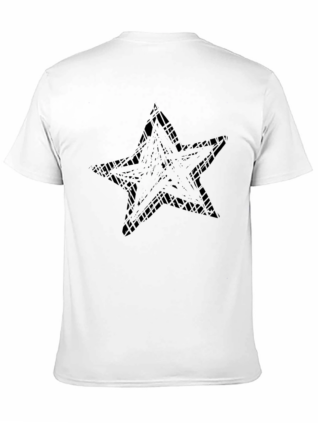 Abstract Star Graphic Tee - Black Cotton Casual Shirt