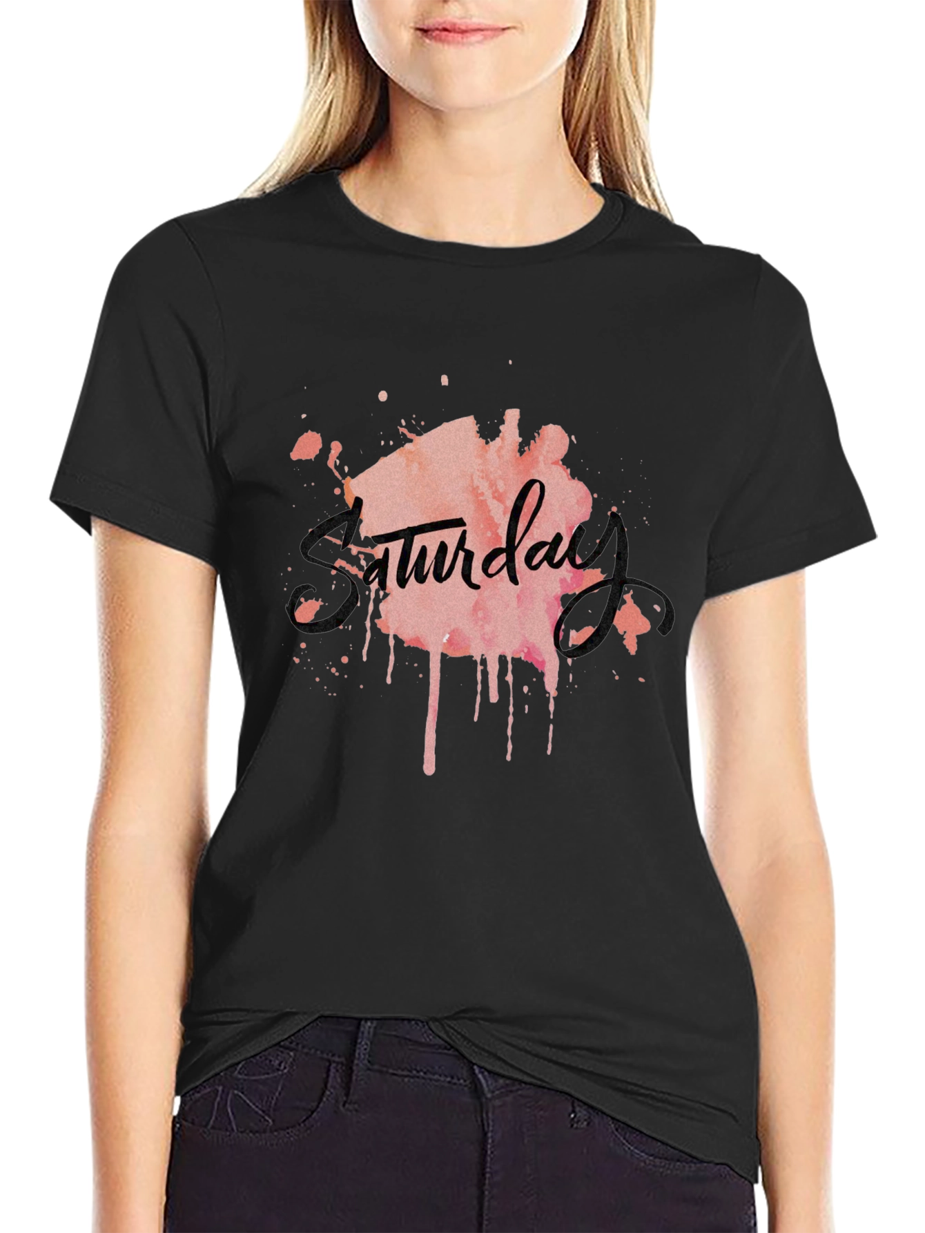 Thurdae Watercolor Splash Black Graphic Tee
