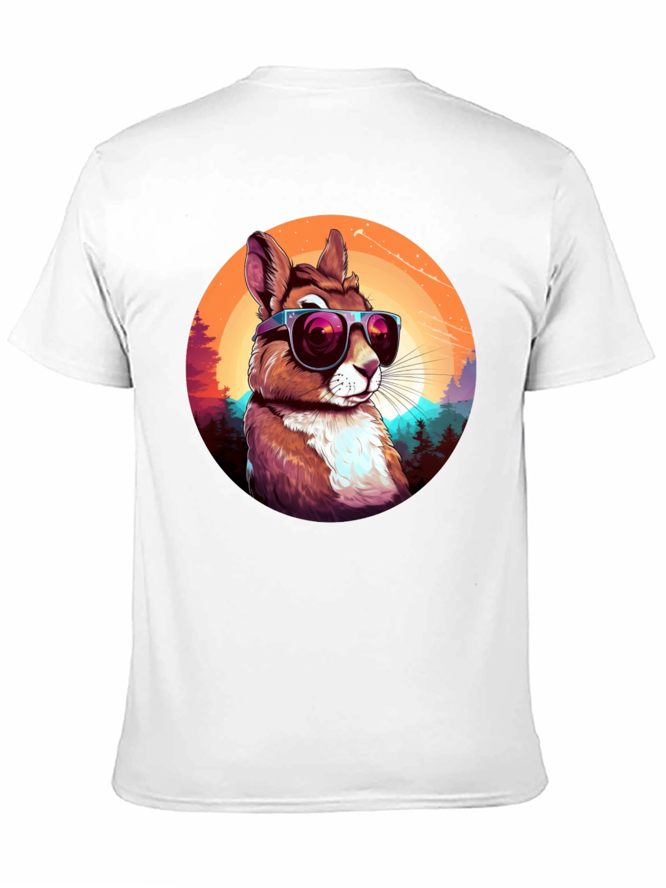 Cool Squirrel Graphic Tee - Retro Sunset Design