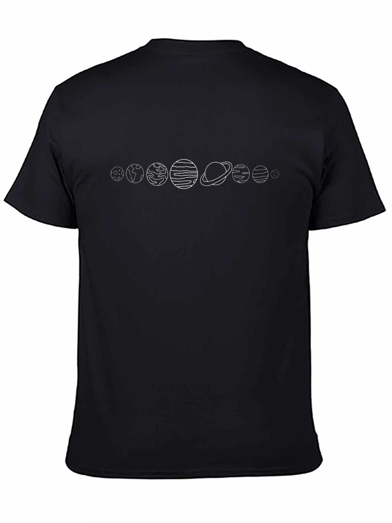 Planets Graphic Tee - Black Cotton Crew Neck T-Shirt