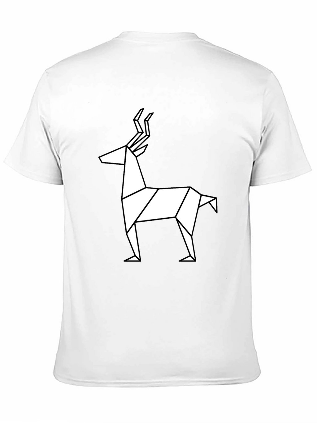 Geometric Deer Graphic Tee - Black Cotton T-Shirt