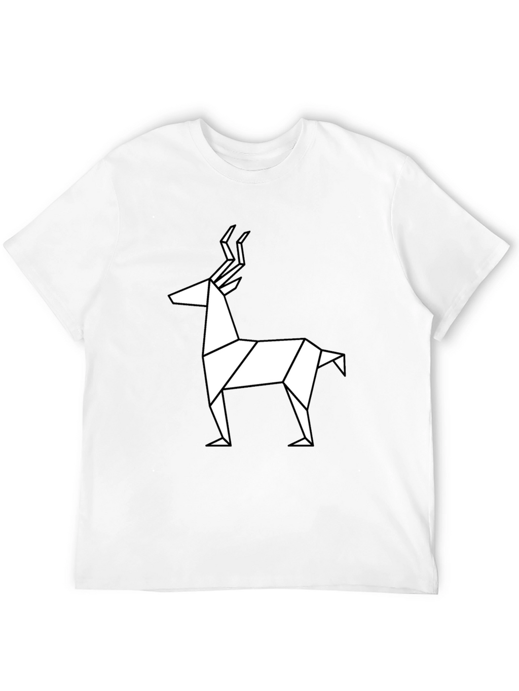 Geometric Deer Graphic Tee - Black Cotton T-Shirt