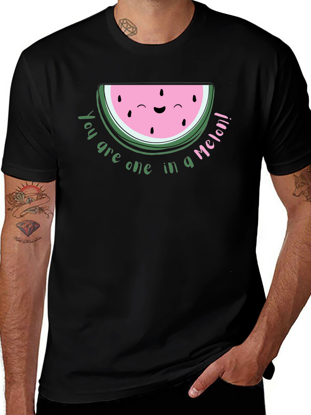 Cute Watermelon Pun Black T-Shirt