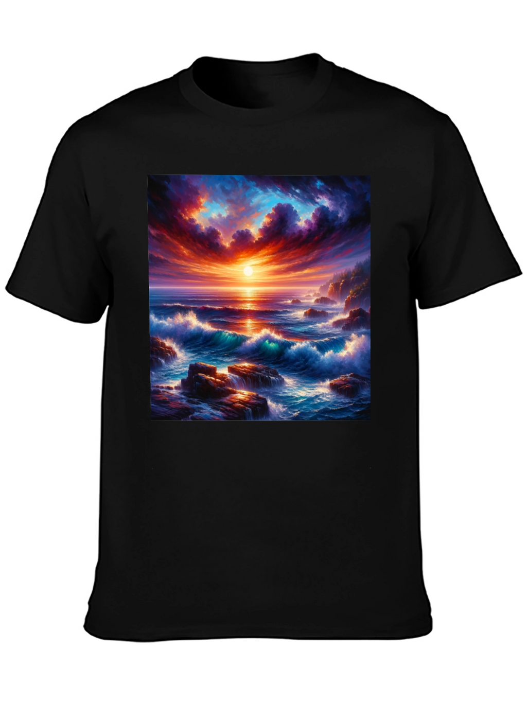 Ocean Sunset Graphic Tee - Stunning Wave Design