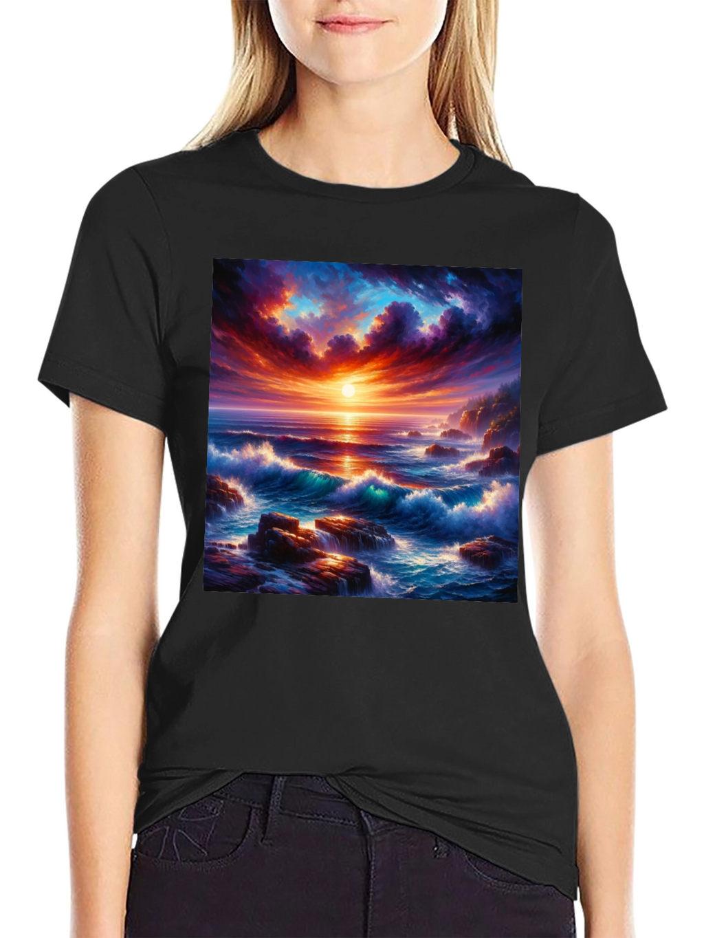 Ocean Sunset Graphic Tee - Stunning Wave Design