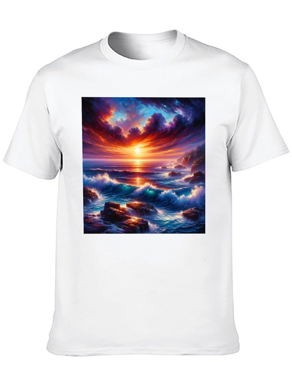 Ocean Sunset Graphic Tee - Stunning Wave Design