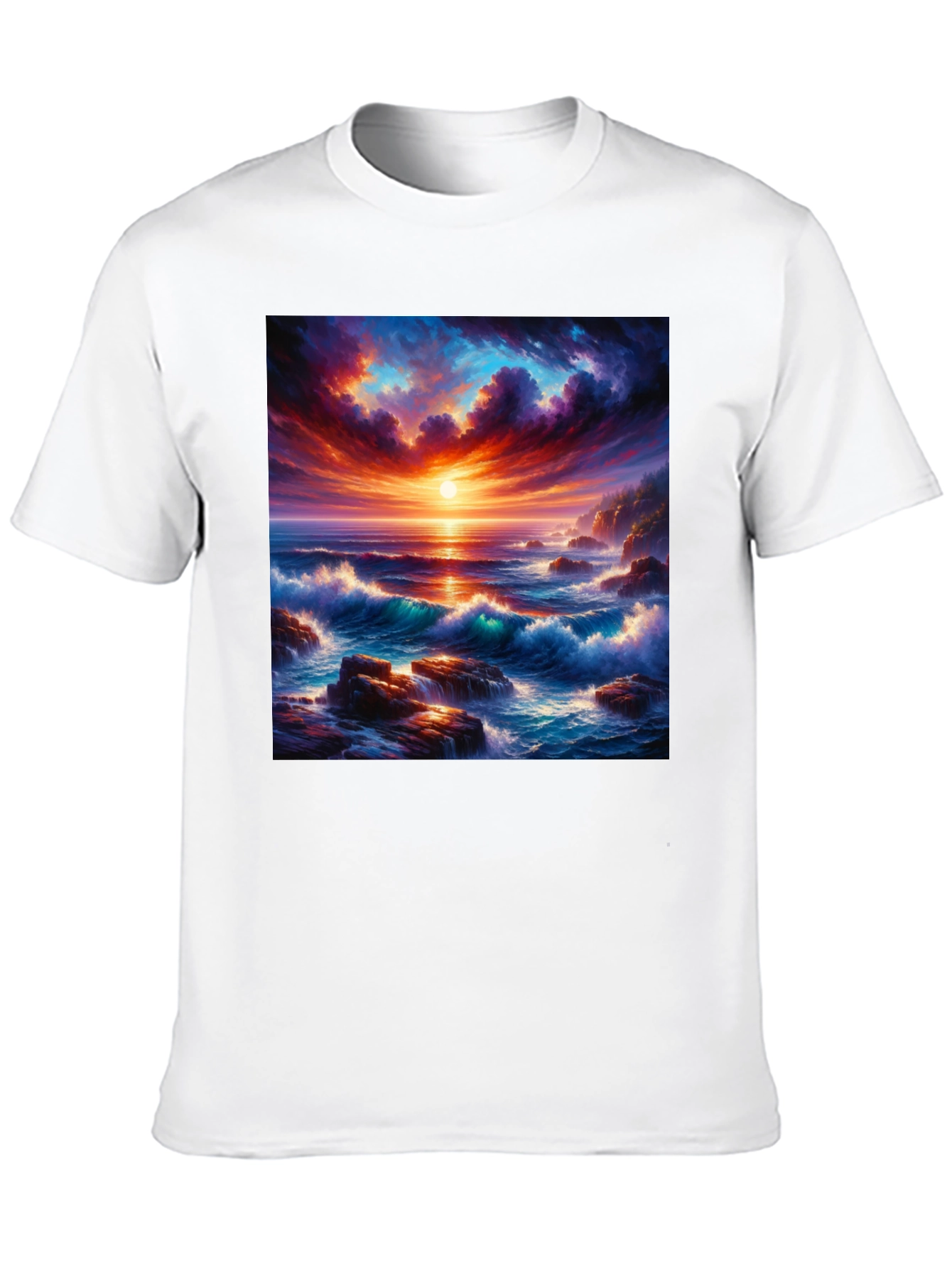 Ocean Sunset Graphic Tee - Stunning Wave Design