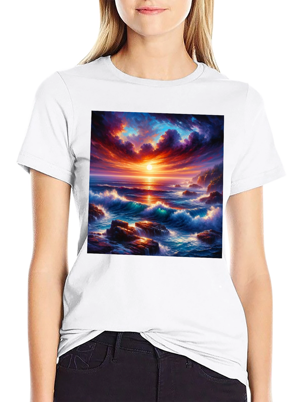 Ocean Sunset Graphic Tee - Stunning Wave Design