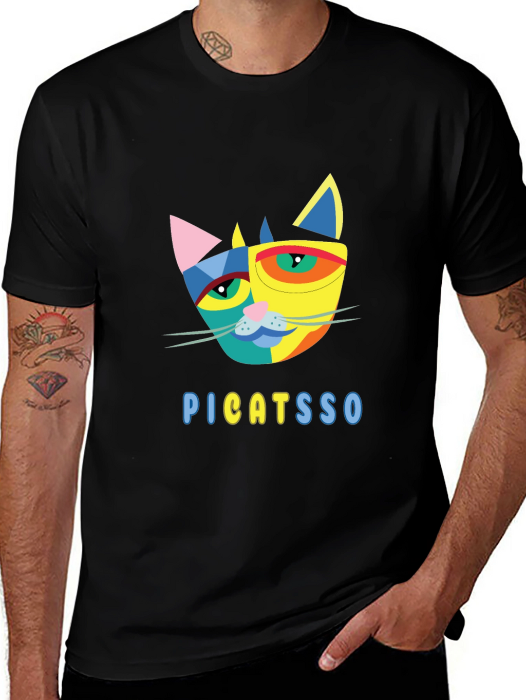 Abstract Cat Graphic Tee - Unique Design!
