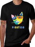 Abstract Cat Graphic Tee - Unique Design!