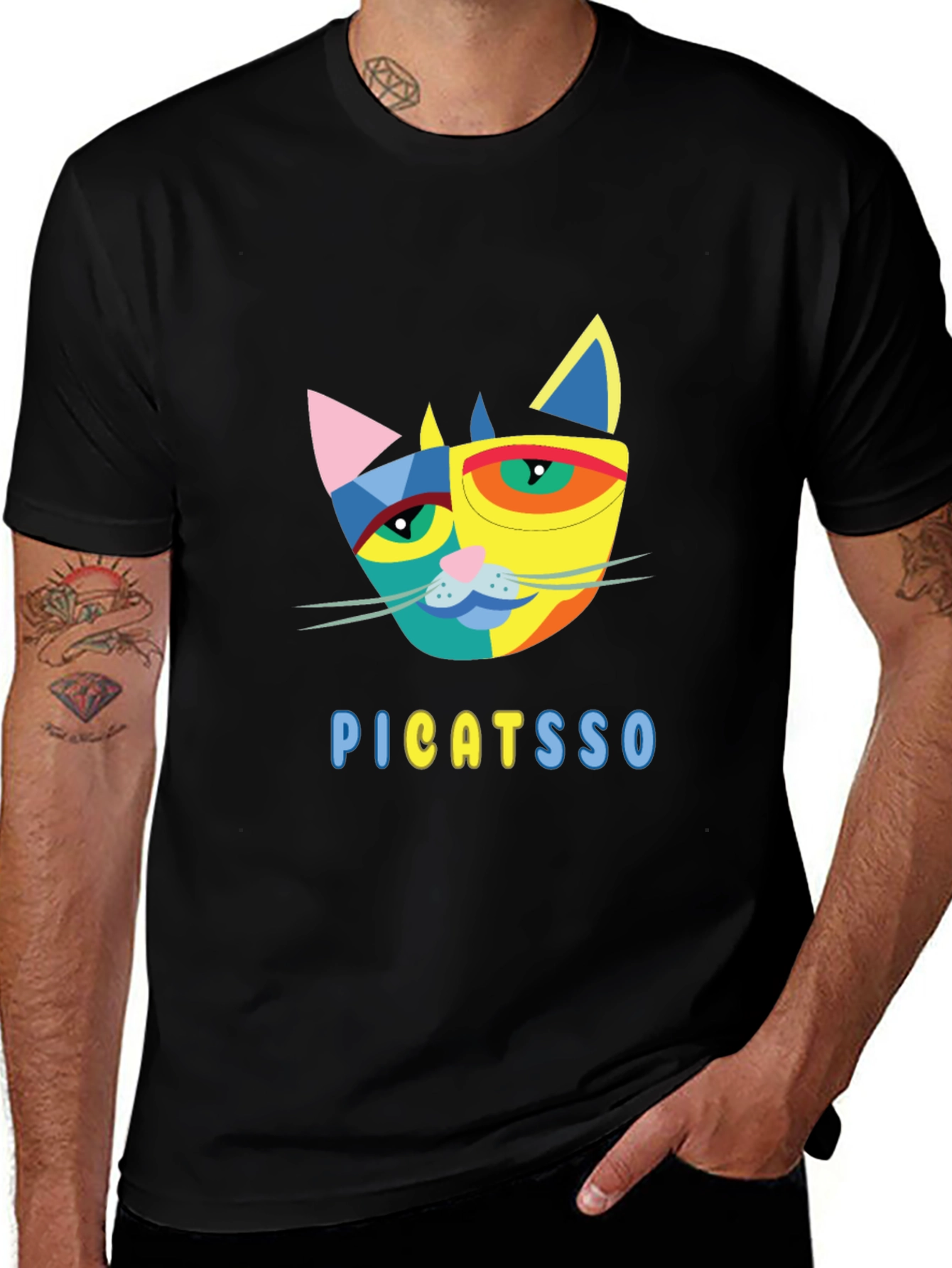 Abstract Cat Graphic Tee - Unique Design!