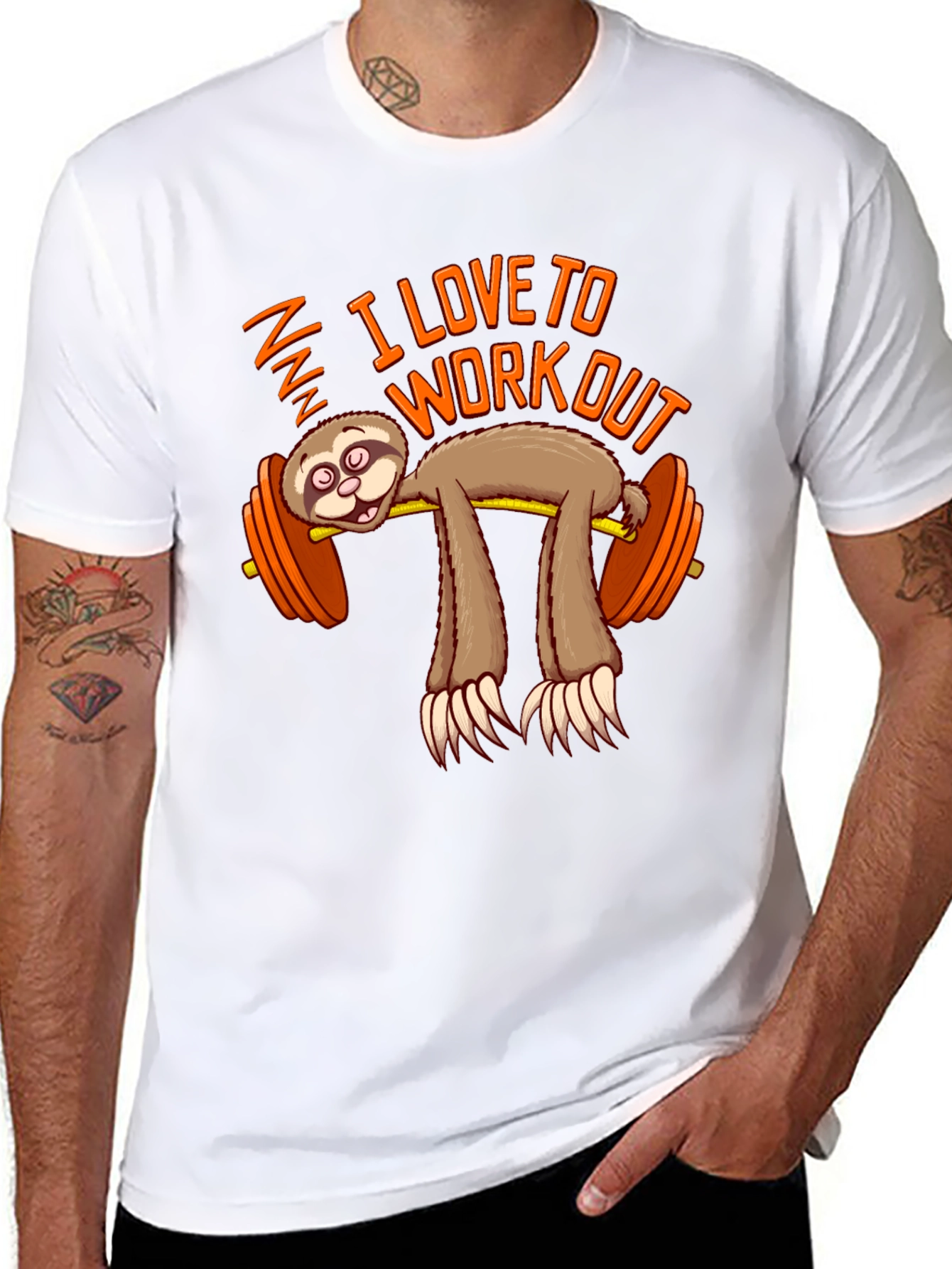 Funny Sloth Workout T-Shirt - I Love To Workout Gym Tee