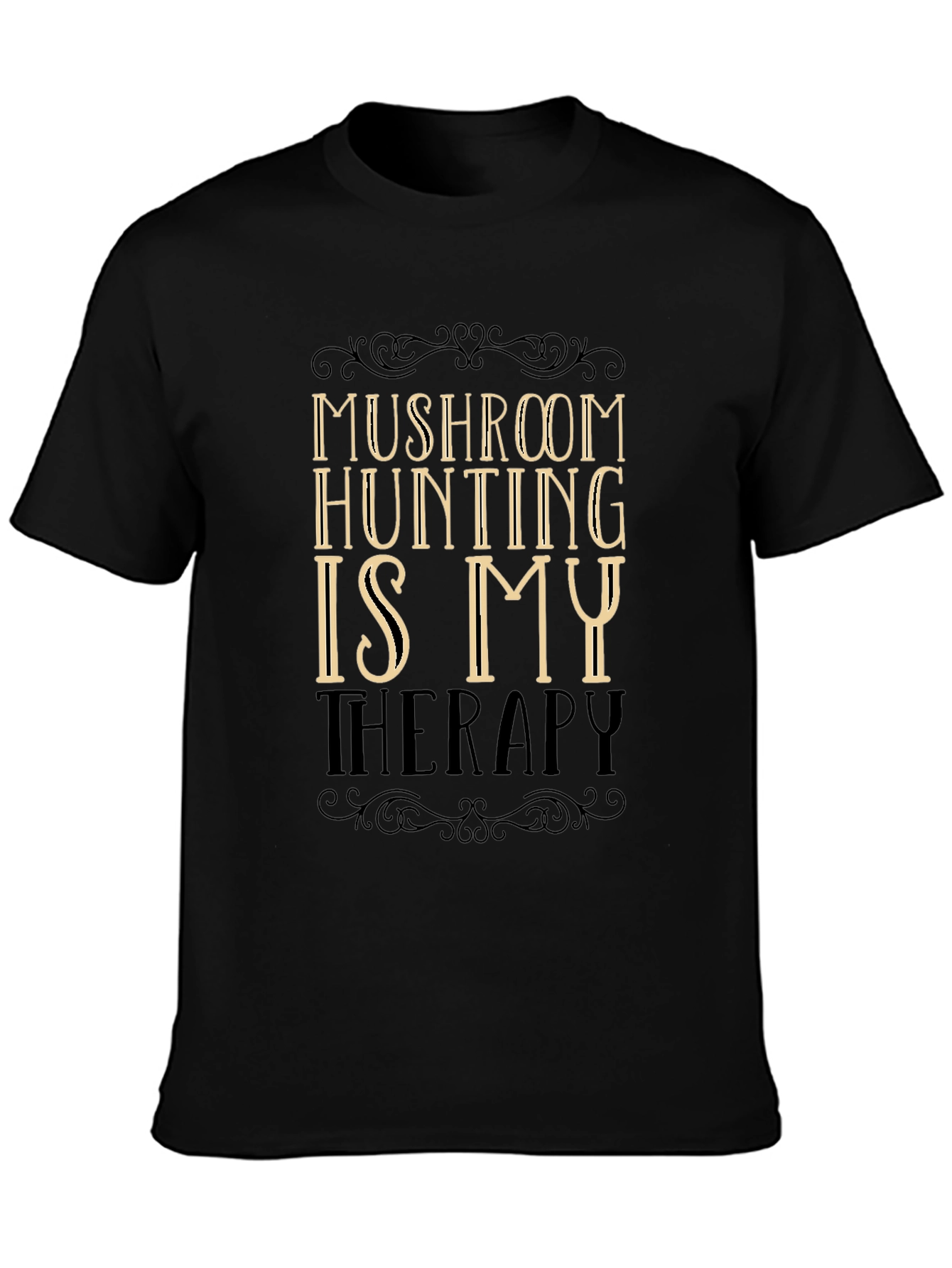 Mushroom Hunting Therapy T-Shirt - Black