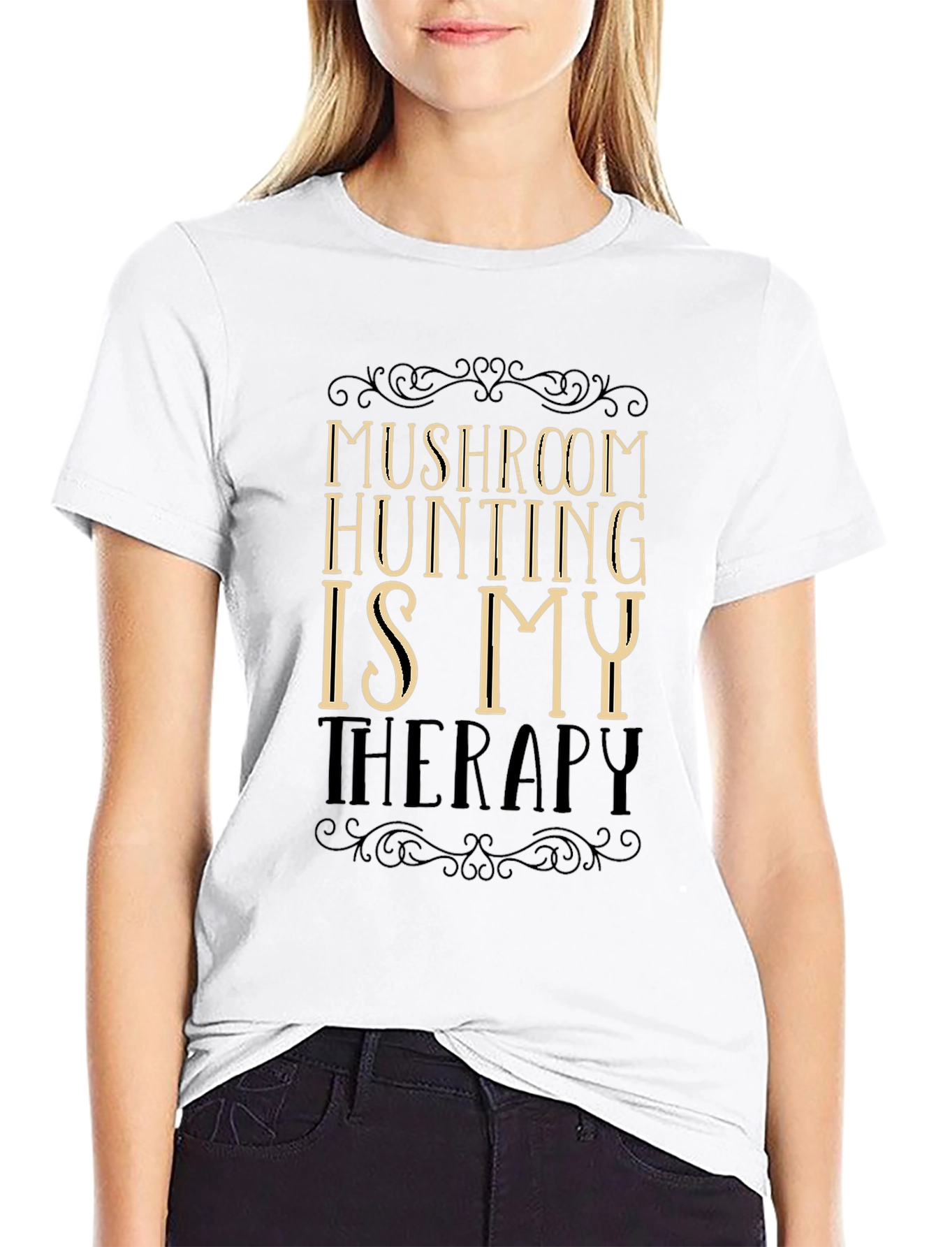 Mushroom Hunting Therapy T-Shirt - Black