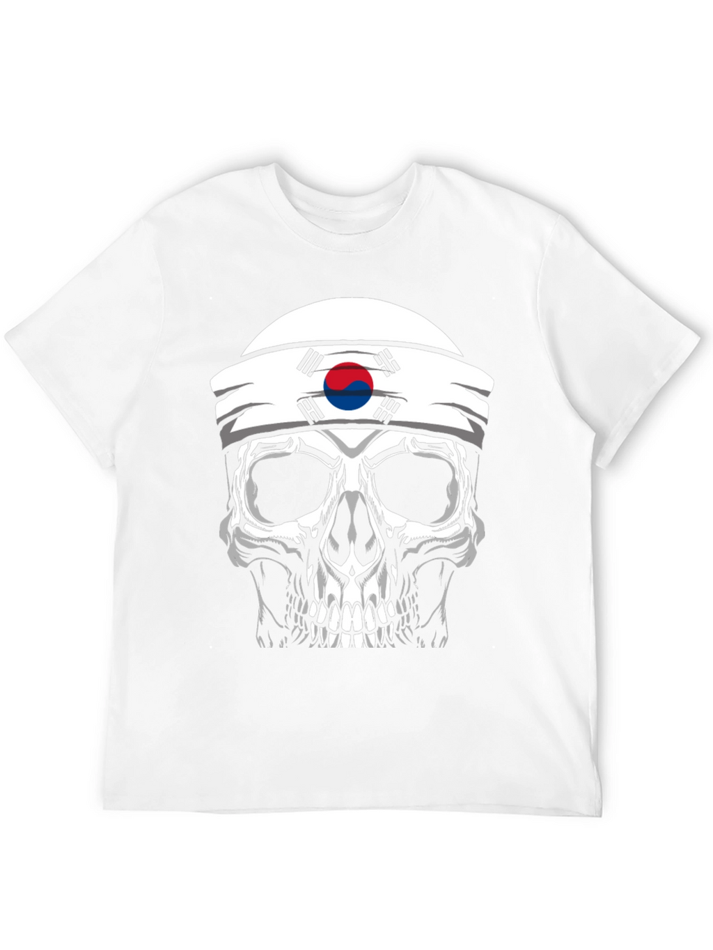 Skull Korea Flag Headband Mens Black T-Shirt