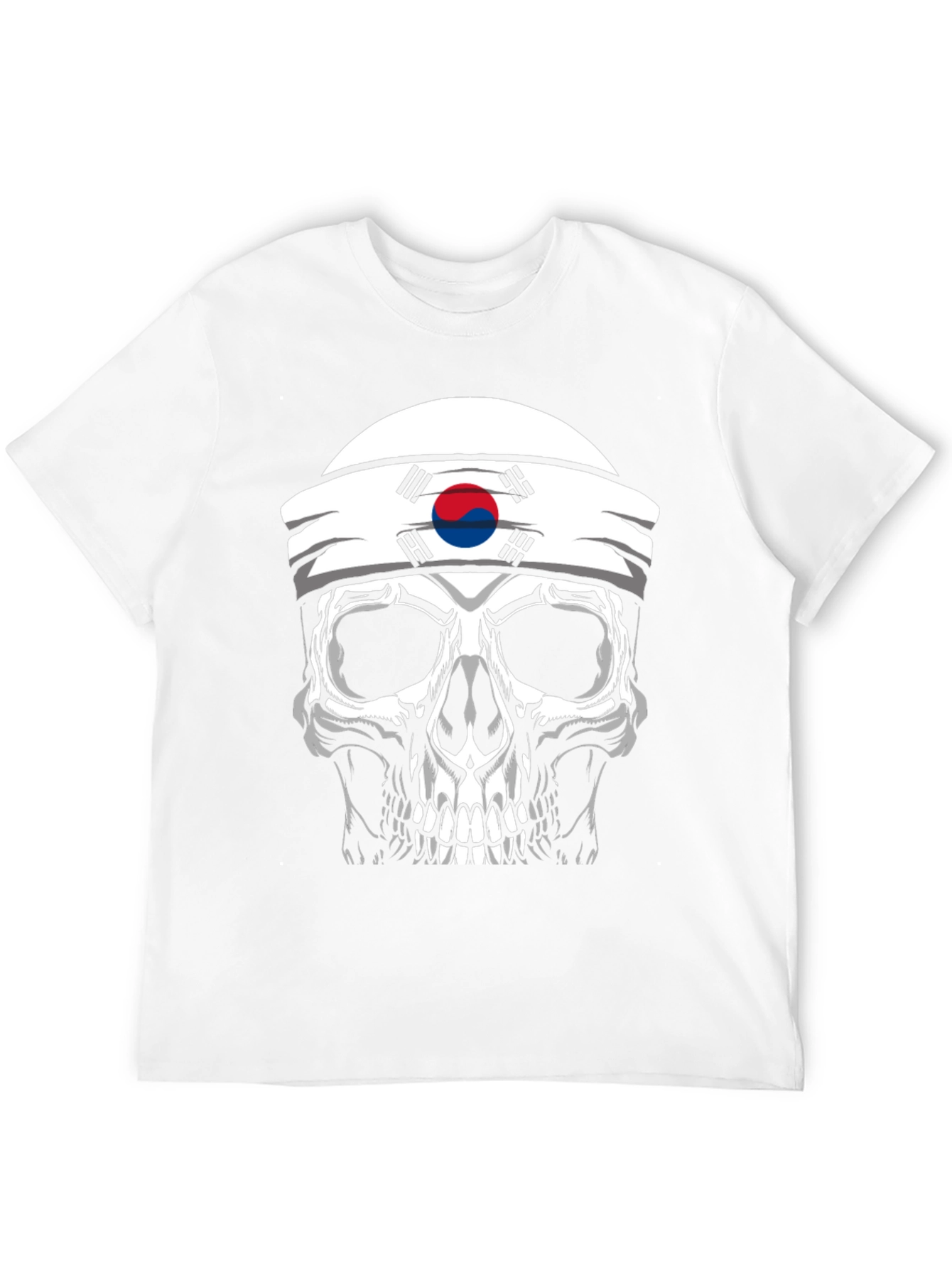 Skull Korea Flag Headband Mens Black T-Shirt