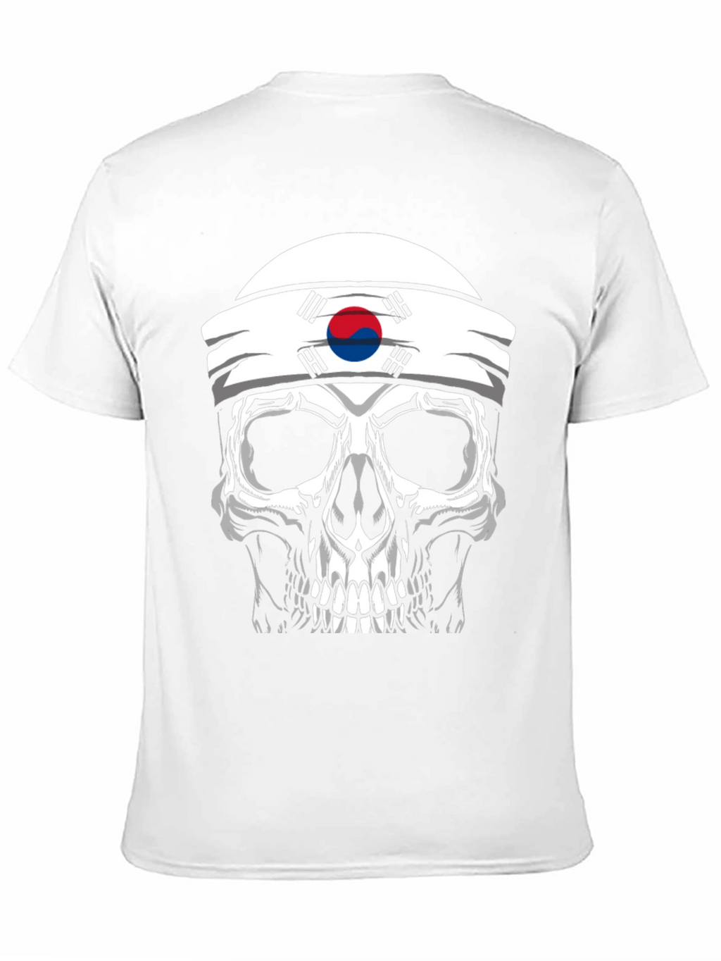 Skull Korea Flag Headband Mens Black T-Shirt