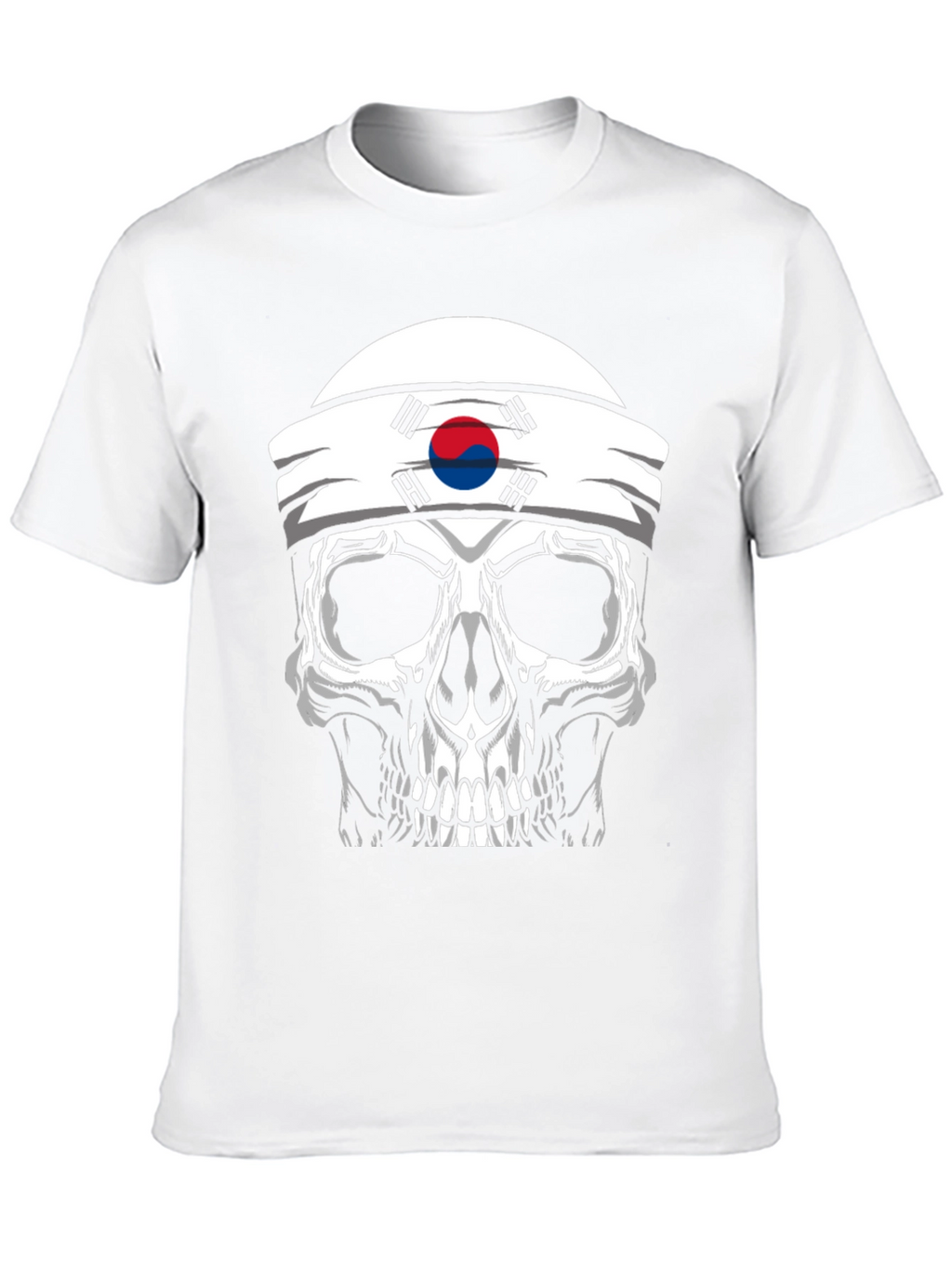 Skull Korea Flag Headband Mens Black T-Shirt
