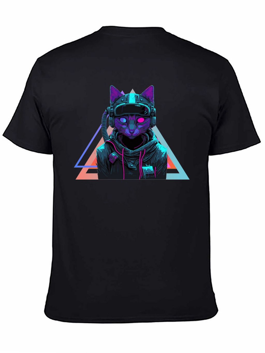 Cyberpunk Cat T-Shirt - Futuristic Neon Design