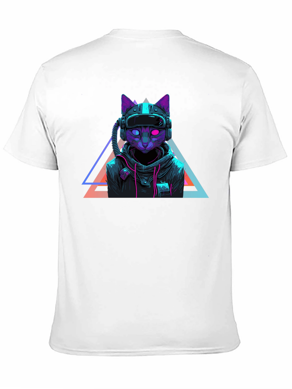 Cyberpunk Cat T-Shirt - Futuristic Neon Design