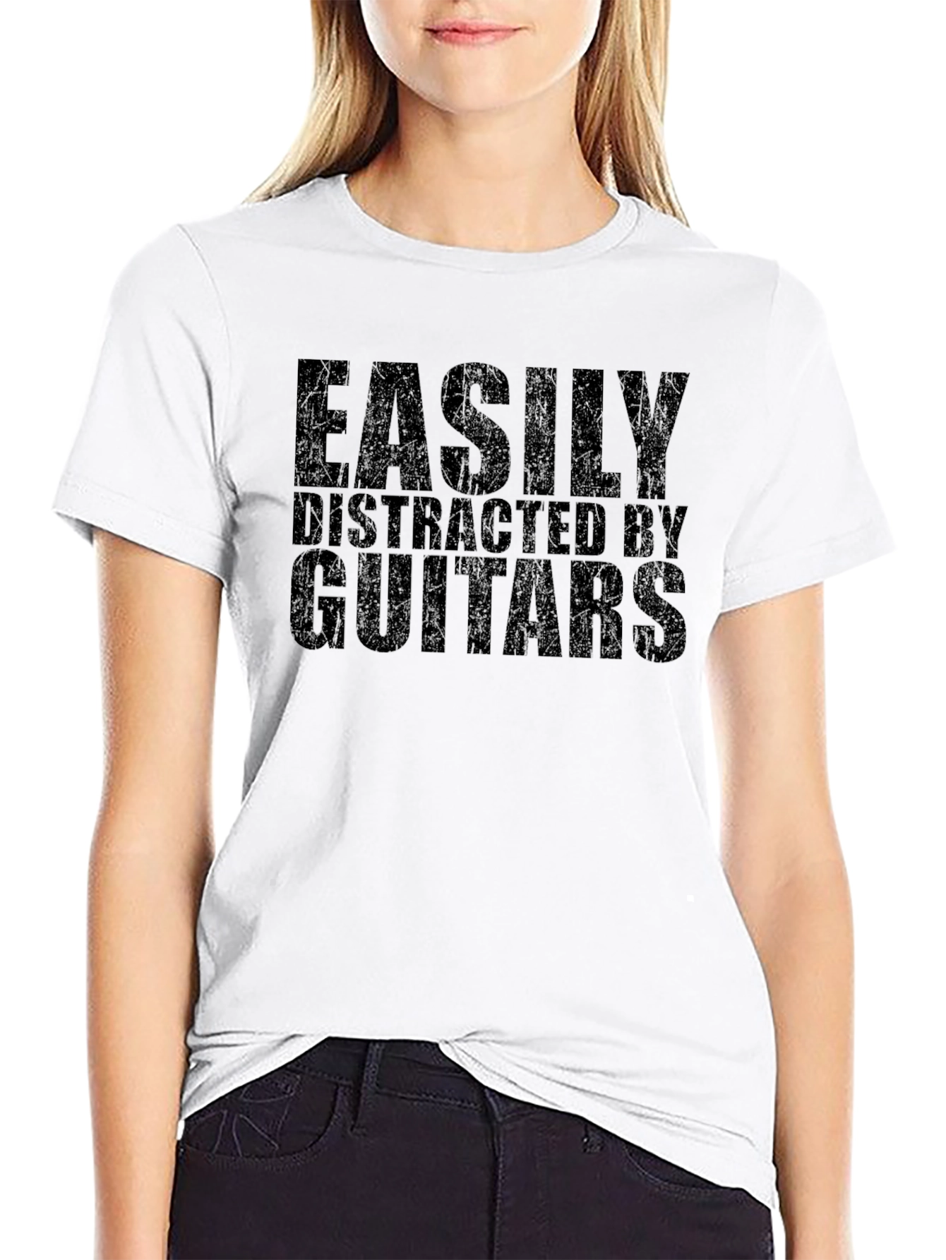 Easily Distracted by Guitars - Funny Musician T-Shirt