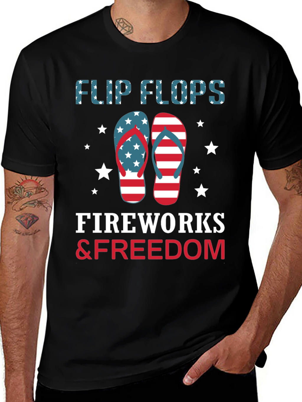 Patriotic Flip Flops Fireworks & Freedom T-Shirt