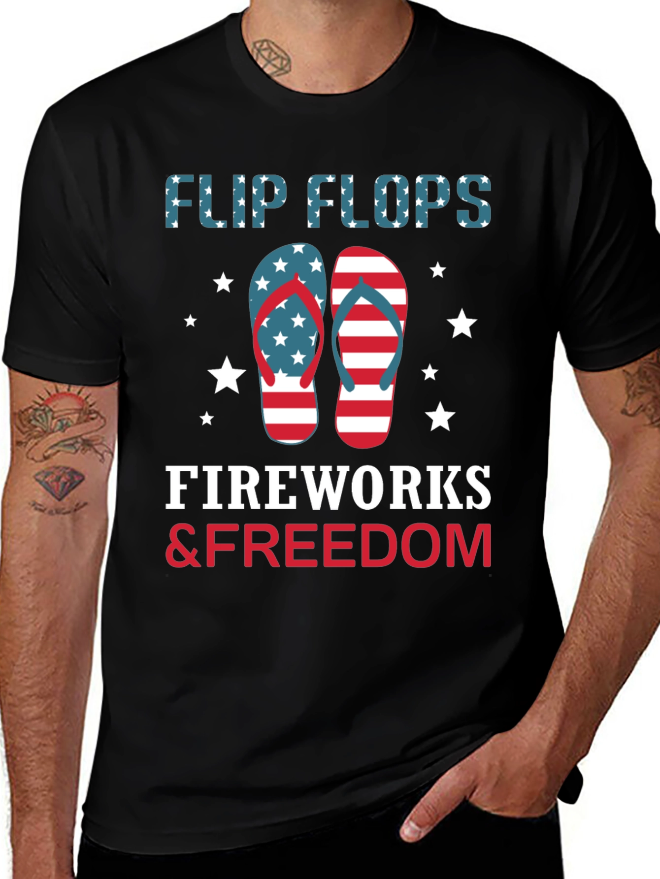 Patriotic Flip Flops Fireworks & Freedom T-Shirt