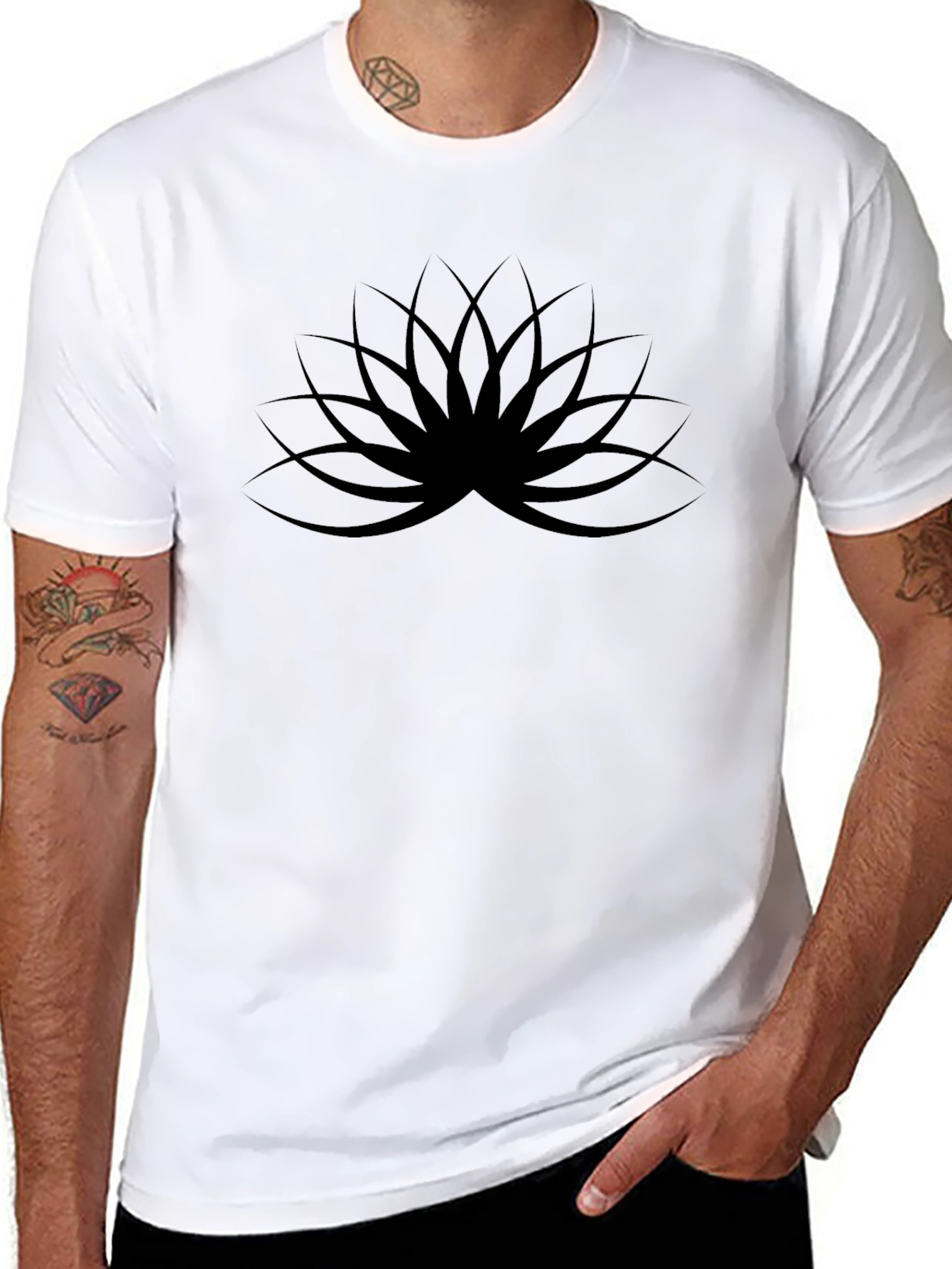 Modern Black Lotus Graphic Tee - Stylish Casual Wear