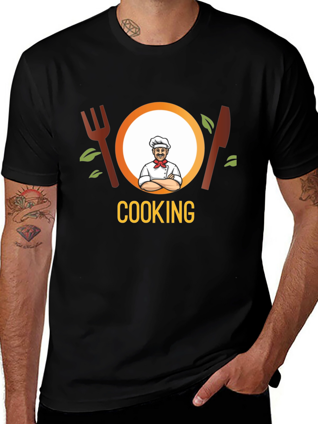 Cooking Chef Graphic Tee - Black Cotton T-Shirt