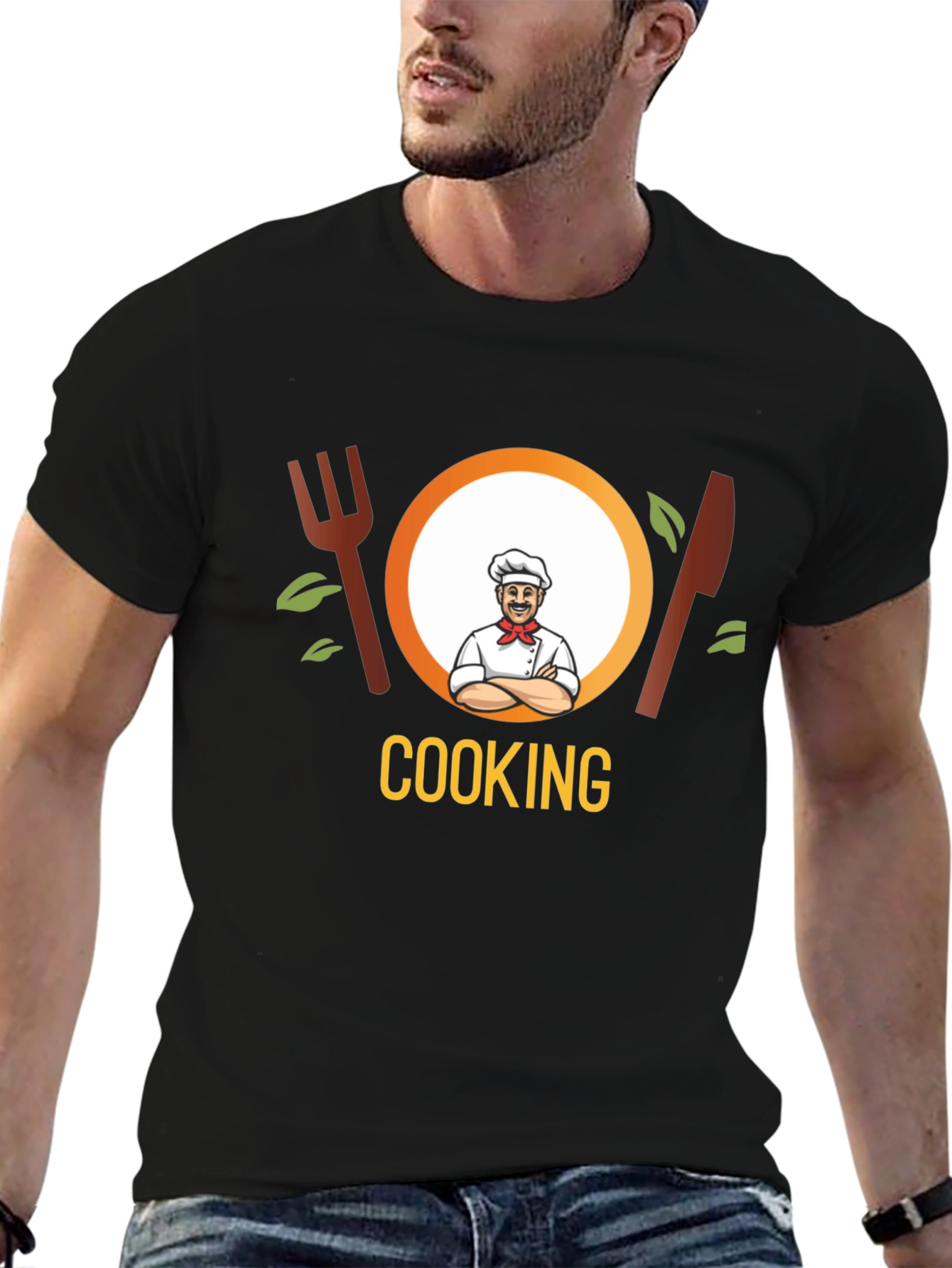 Cooking Chef Graphic Tee - Black Cotton T-Shirt