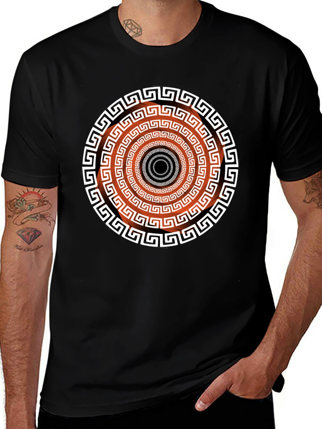 Geometric Patterned Black T-Shirt