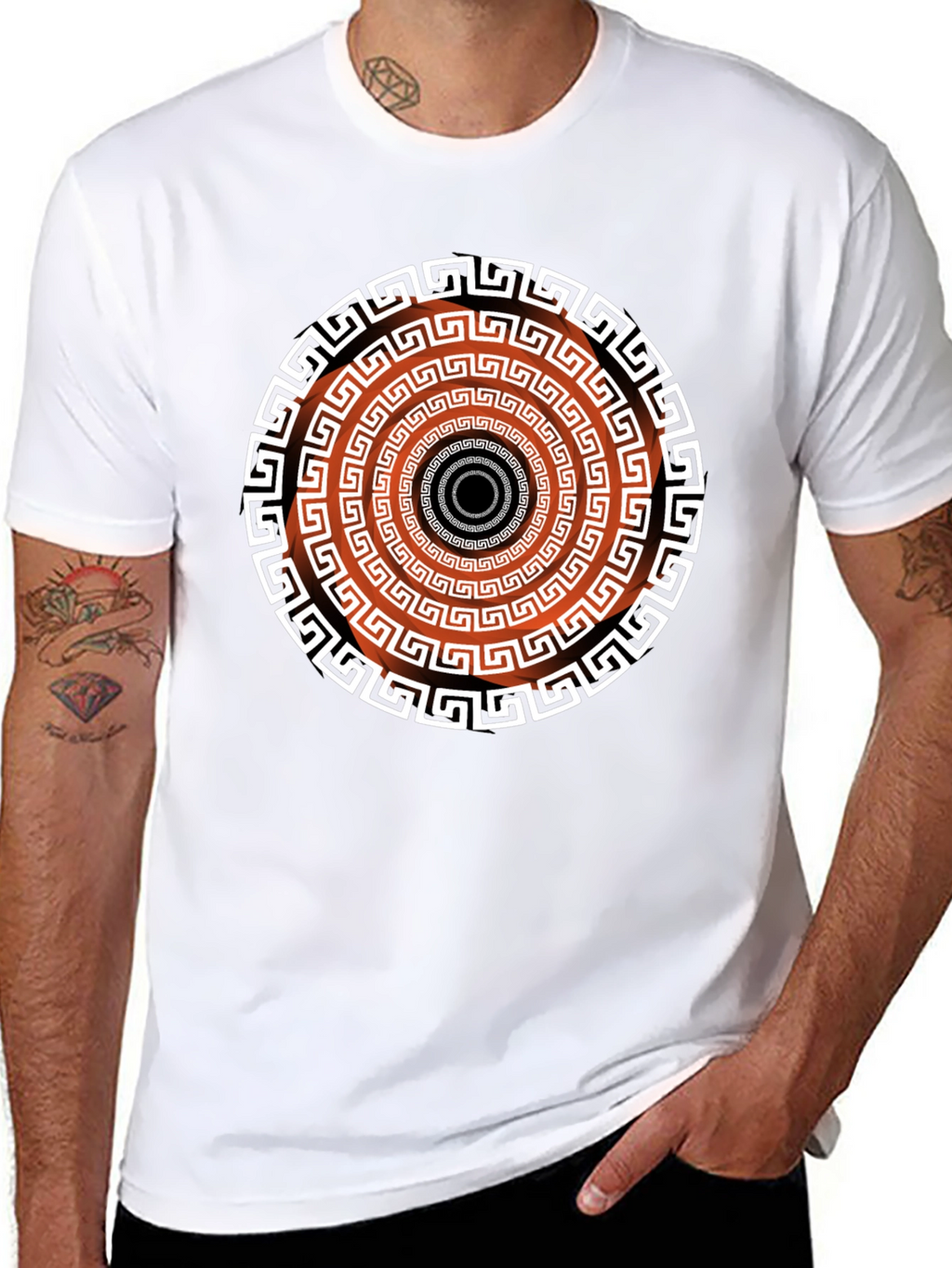 Geometric Patterned Black T-Shirt