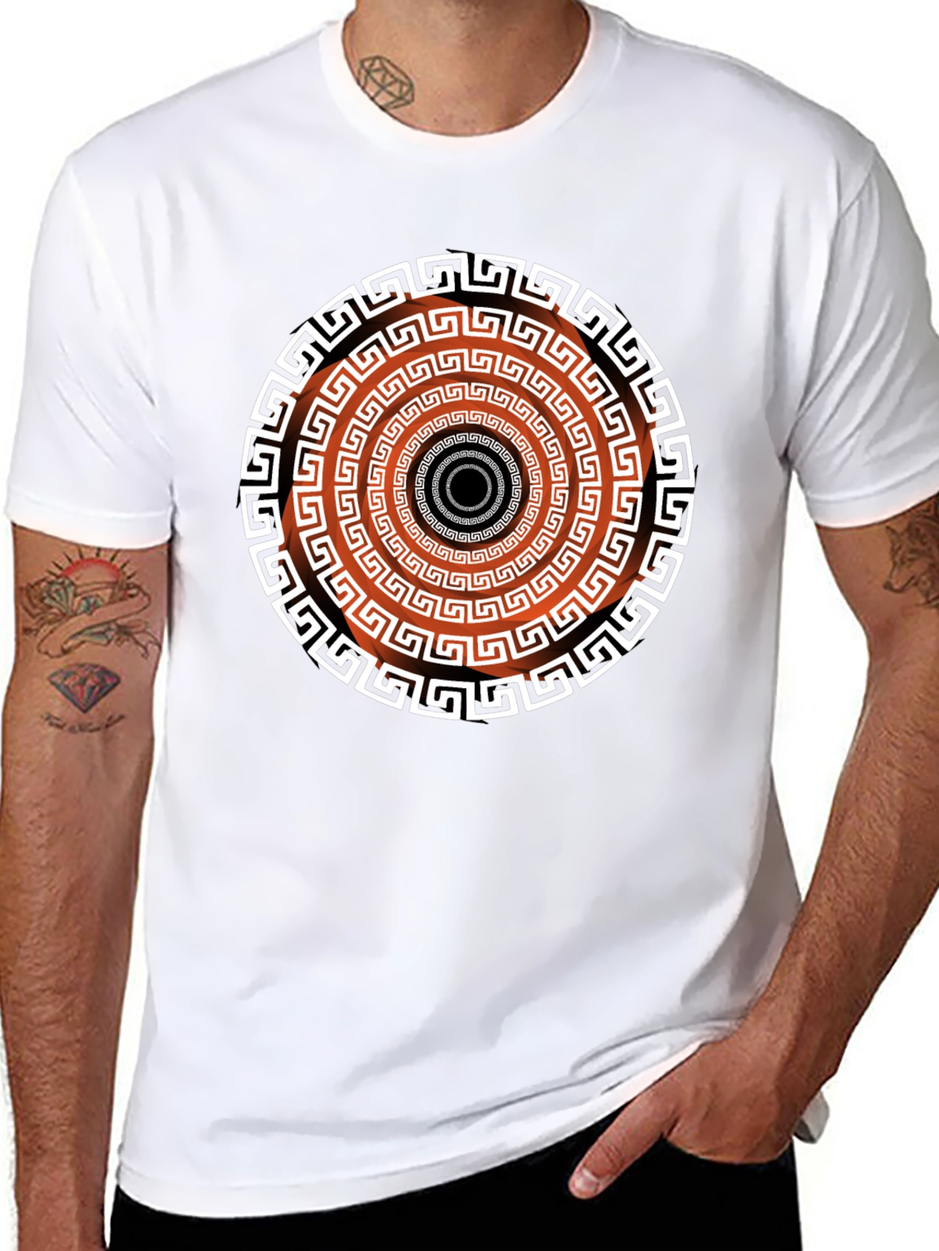 Geometric Patterned Black T-Shirt