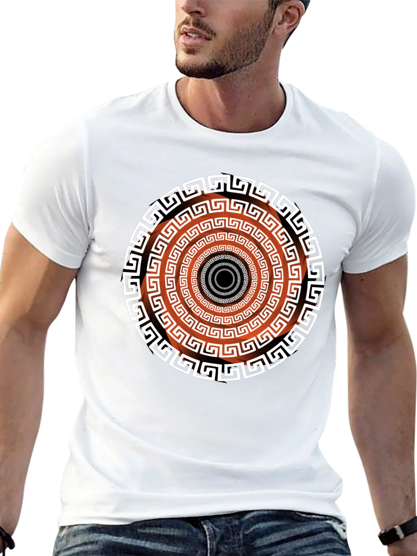 Geometric Patterned Black T-Shirt