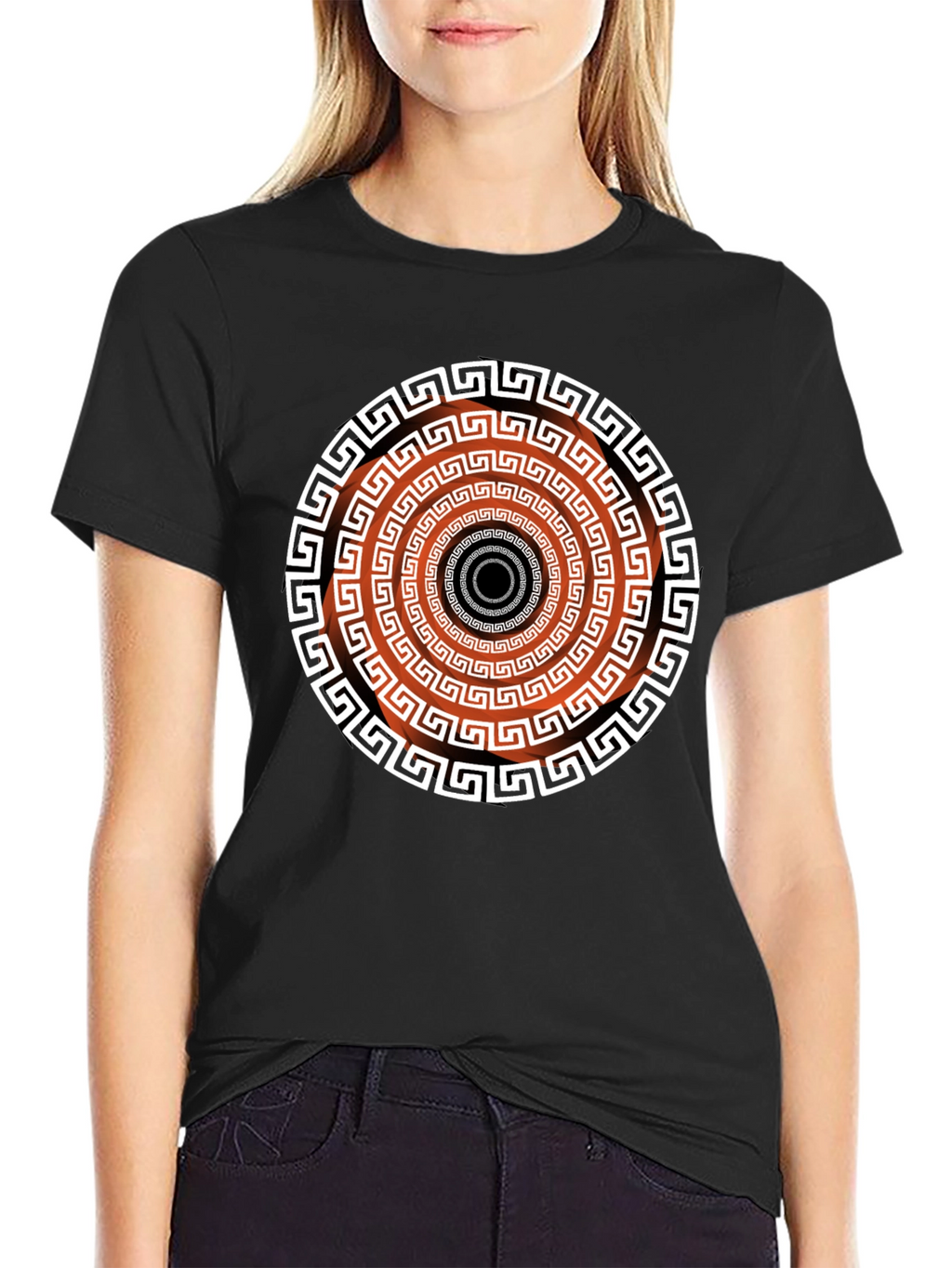 Geometric Patterned Black T-Shirt