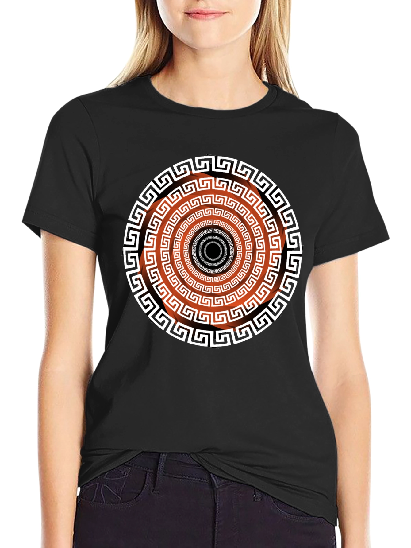 Geometric Patterned Black T-Shirt