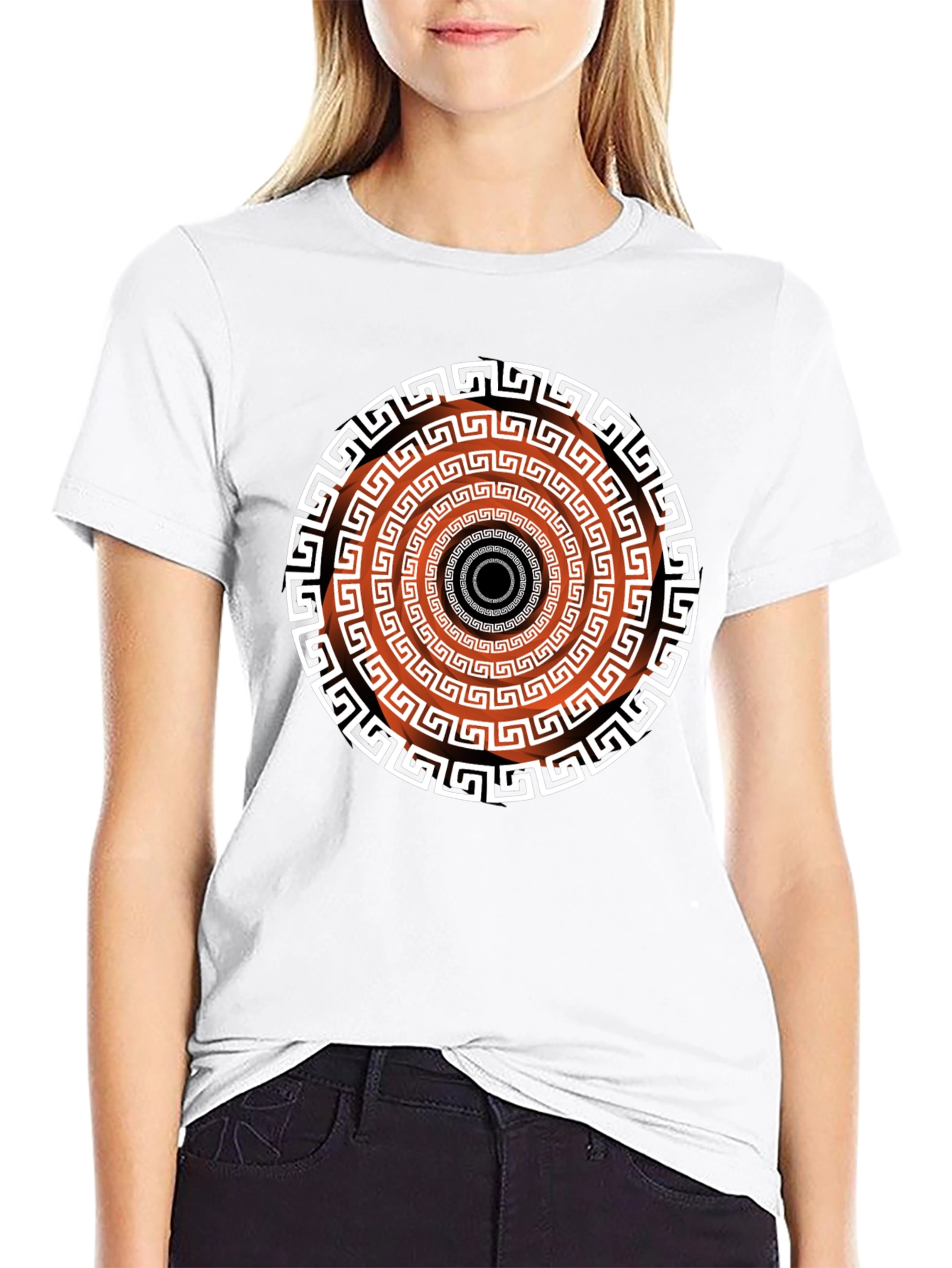 Geometric Patterned Black T-Shirt